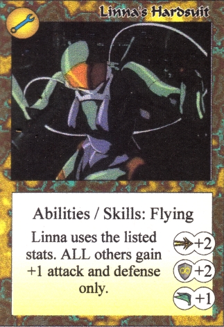 Scan of 'Linna's Hardsuit' Scavenger Wars card