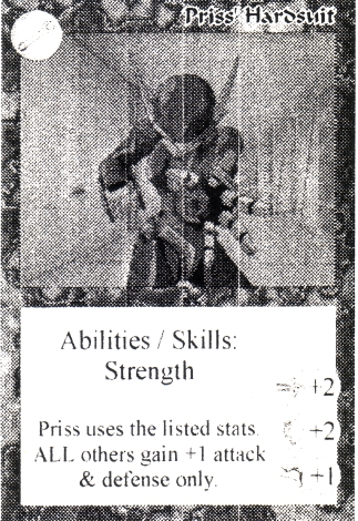 Scan of 'Priss' Hardsuit' Scavenger Wars card