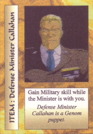 Scan of 'Defense Minister Callahan' Scavenger Wars card