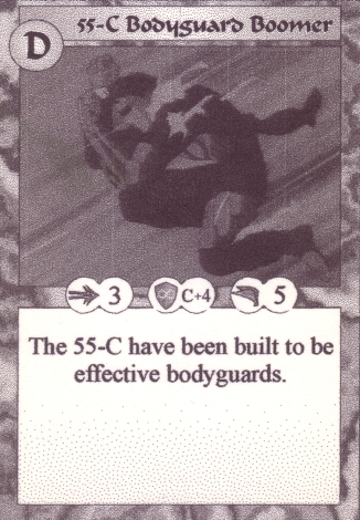 Scan of '55-C Bodyguard Boomer' Scavenger Wars card