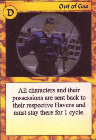 Scan of 'Out of Gas' Scavenger Wars card